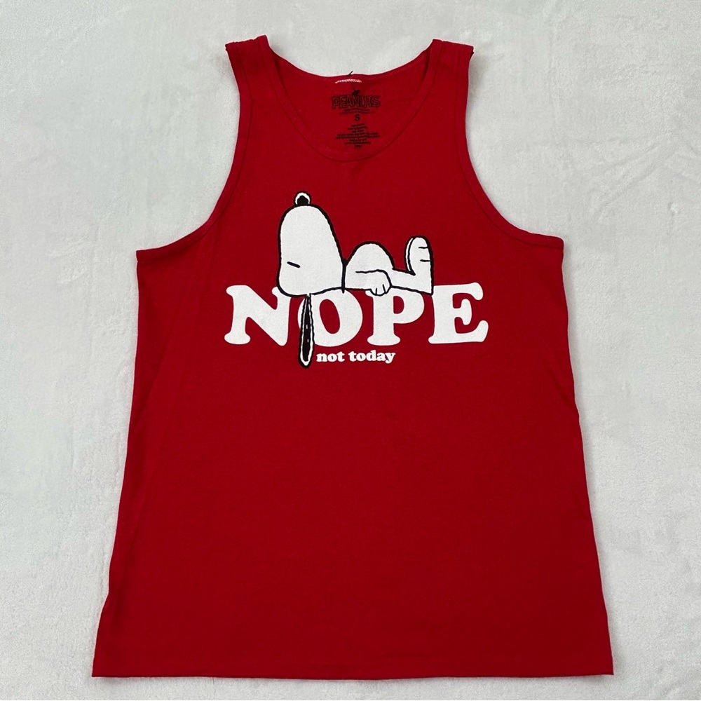 Peanuts 2022 Snoopy Dog Nope Not Today Red Tank Top Summer Beach T-Shirt Mens S
